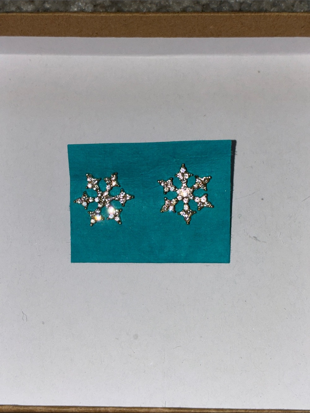 Snowflake Crystal Stud Earrings - Silver Tone